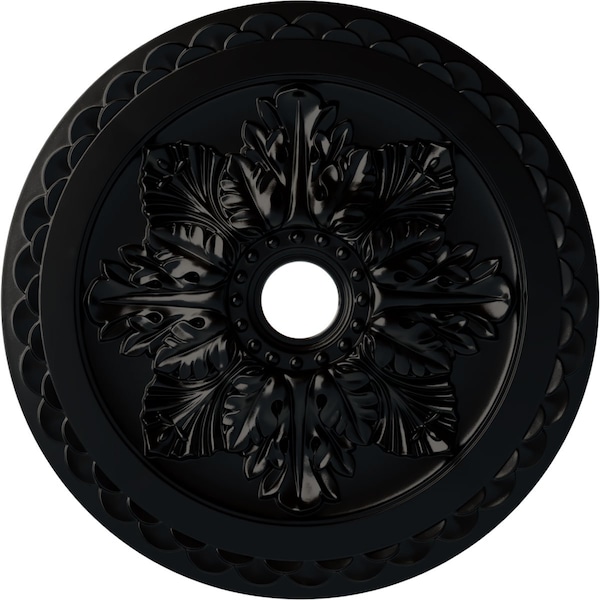 Ekena Millwork Bordeaux Deluxe Ceiling Medallion (Fits Canopies up to 4"), 23 5/8"OD x 3"ID x 2"P, Jet Black CM23BOBLF - main
